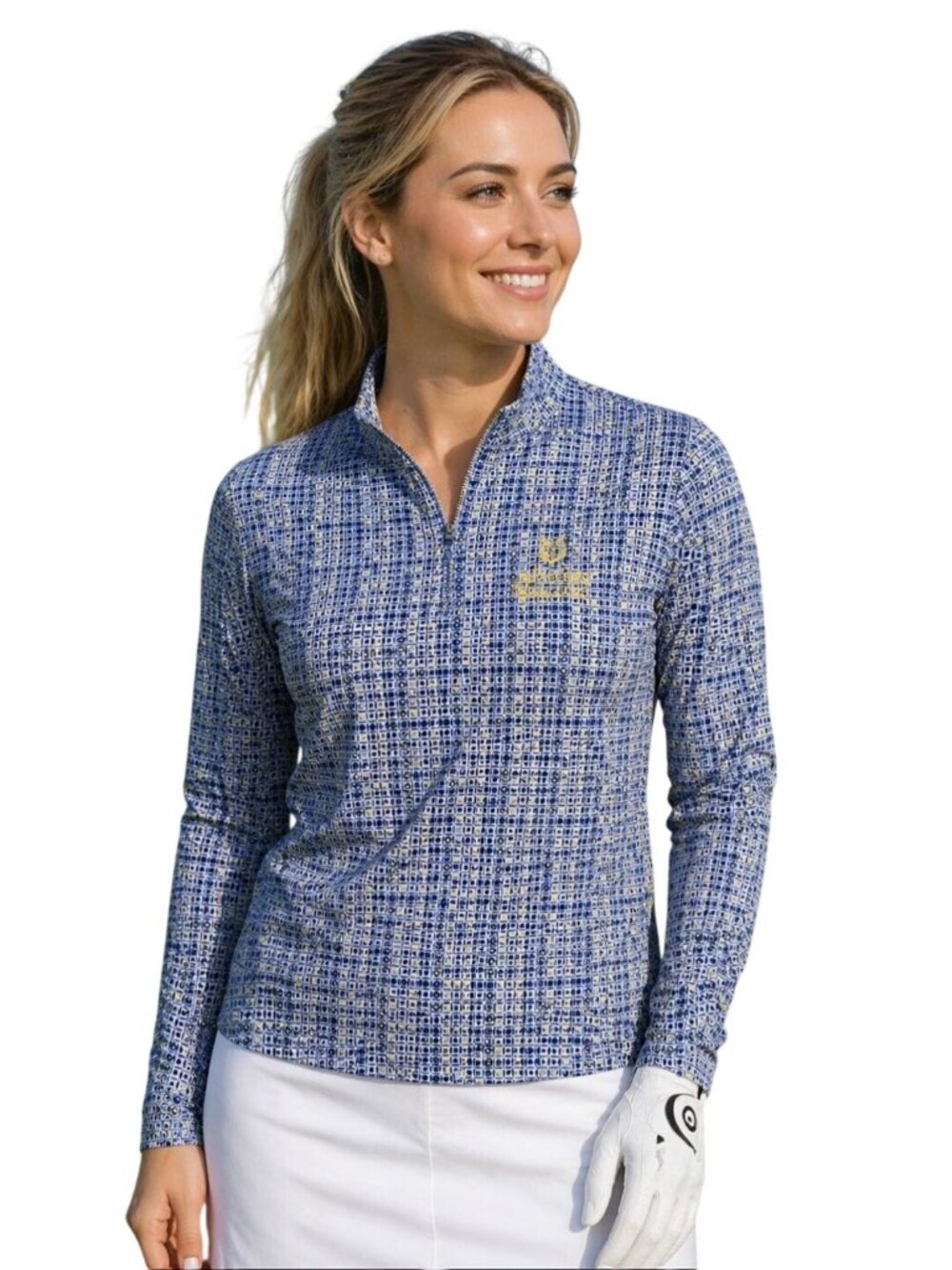 EP New York Golf Sun Shirt UPF50+ St. Andrew's Links Mock Neck 1/4 Zip Size M